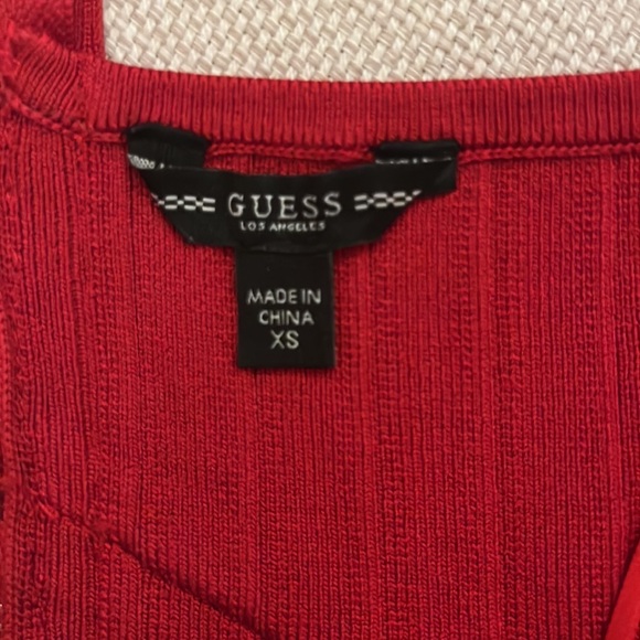 Guess Red Deep V-Neck Bodycon Bondage Midi Dress XS - Picture 4 of 4